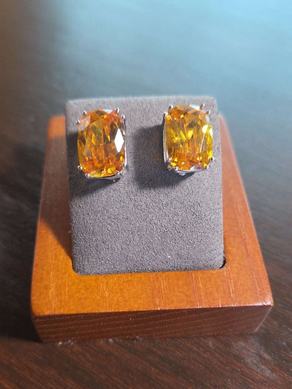 Erwin Pearl 925 Citrine Color Glass Post Earrings